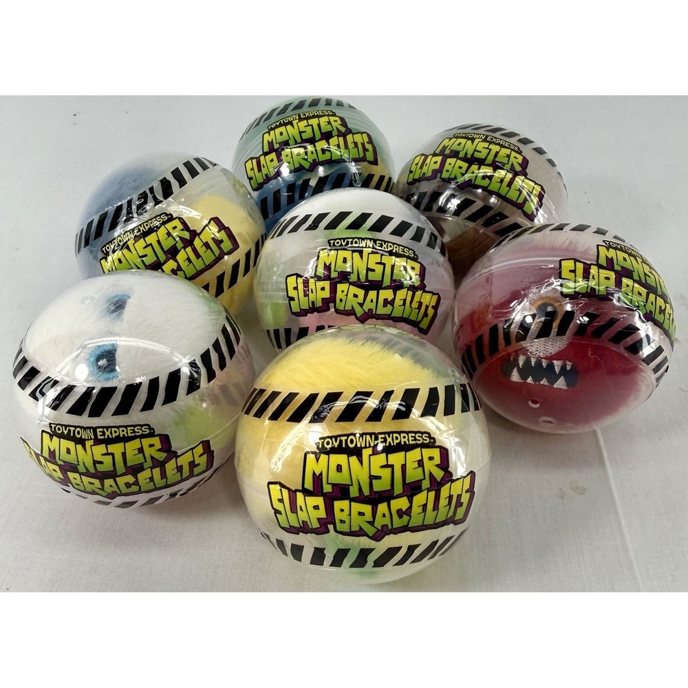 Toytown Express‎ Monster Slap Bracelets Lot Of Seven (7) NEW in Sealed Ball Pkg